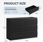 Jocoevol 6 Drawer Fluted Dresser, Modern Chest of Drawers for Bedroom with Hidden Handles, Wood Storage Organizer Cabinet for Living Room & Entryway, Black (15.7" D x 47.3" W x 31.6" H) - Image 2