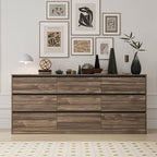 Bobve 70.9” Dresser for Bedroom with 9 Drawers, Large Modern Chest of Drawers Handle Free, Long Wooden Dressers Storage Organizer, Wide Double Dresser for Bedroom, Living Room, Hallway (Walnut) - Image 4