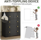 Black Dresser for Bedroom, 10 Drawer Dresser with Large Drawers, 55 Inch Wide Wood Chest for Living Room, Hallway - Image 6