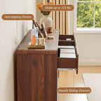AVZEAR Modern 9 Drawer Dresser for Bedroom, 63" Wide Wooden Dresser Chest of Drawers, Handle Free & Curved Profile Design, Mid Century Closet Clothes Storage Organizer for Living Room, Walnut - Image 4