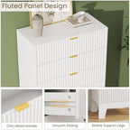 5 Drawer Dresser for Bedroom, 47" Tall Fluted Chest of Drawers, White - Image 4