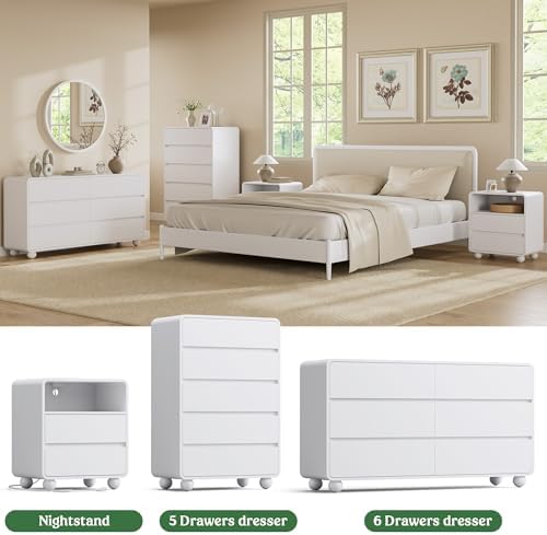 Lulive Dressers and Nightstands Set 3-Piece, White - Image 4