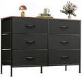 WLIVE Dresser for Bedroom with 6 Fabric Drawers, Black and Rustic Brown by WLIVE