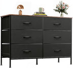 WLIVE Dresser for Bedroom with 6 Fabric Drawers, Black and Rustic Brown by WLIVE
