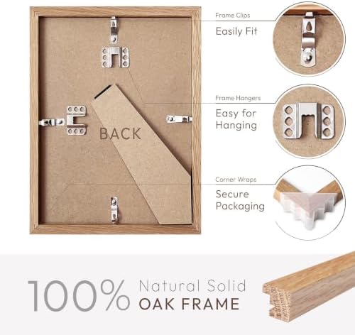 8x12 Picture Frame, Solid Oak Wood 8x12 Frames with Mat to 6x9 - Image 4