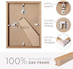 8x12 Picture Frame, Solid Oak Wood 8x12 Frames with Mat to 6x9 - Image 4