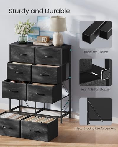 SONGMICS Dresser for Bedroom, Tall Dresser with 8 Fabric Drawers - Image 6