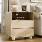 Lulive Night Stand, Bedside End Table with Charging Station, Natural - Image 6