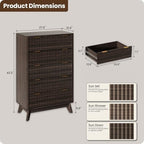 43" Hight Fluted 5 Drawers Dresser for Bedroom,Curved Edge,Walnut - Image 2