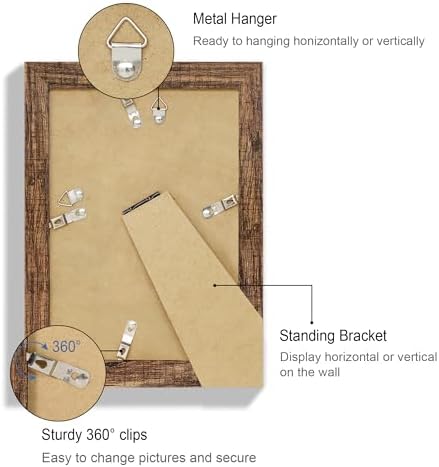 Hongkee 5.5 x 8.5 Diploma Frame Set of 4, Made of Real Glass and Rustic Brown Frame, 5.5 by 8.5 Photo for Wall or Tabletop - Image 5