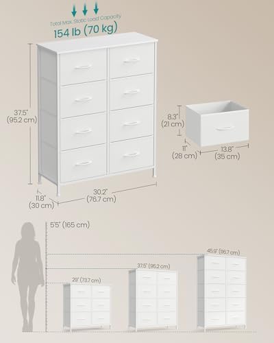 SONGMICS Dresser for Bedroom, Tall Dresser with 8 Fabric Drawers - Image 2