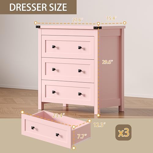 BORNOON 3-Drawer Dresser, Small Wooden Chest of Drawers with Metal Knobs, Water-Resistant Top, Storage Organizer with Anti-Tip Kit for Bedroom, Nursery, Living Room - Image 2