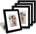 Hongkee 8x10 Picture Frame Set of 4, Made of Real Glass and Black Wooden Frame, 8 by 10 Photo for Wall or Tabletop - Display Picture 5x7 with Mat or 8x10 Without Mat by Hongkee