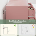 Jocoevol Pink 8 Drawer Dresser for Bedroom (15.3" D x 55.2" W x 32.3" H) - Image 6