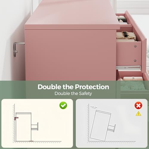 Modern 8 Drawer Dresser, Simply Chest of Drawers for Bedroom, Wood Storage Dresser with Deep Drawers for Living Room/Hallway/Entryway (Pink) - Image 5