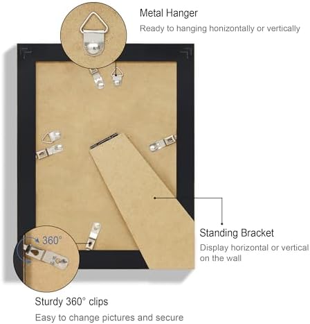 Hongkee 6x8 Picture Frame Set of 4, Made of Real Glass and Black Frame - Display Picture 4x6 with Mat or 6x8 Without Mat, 6 by 8 Photo for Wall or Tabletop - Image 5