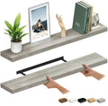 Ballucci Floating Shelves for Wall, 48" Wood Wall Shelf Set of 2, with Invisible Brackets for Bathroom, Living Room, Bedroom, Kitchen, Nursery, 8" Deep, Rustic Gray by Ballucci