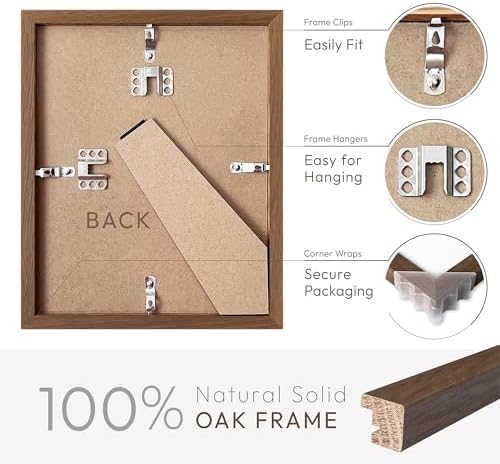 6x8 Picture Frame, Solid Oak Wood 6x8 Photo Frames with Mat to 5x7 - Image 4