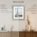 Hongkee 9x11 Picture Frame Set of 4, Made of Real Glass and Grey Frame - Display Picture 7x9 with Mat or 9x11 Without Mat, 9 by 11 Photo for Wall or Tabletop - Image 4