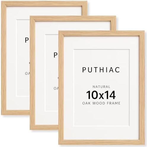 puthiac 10x14 Solid Oak Wood Picture Frames, Natural Oak, 3 Pack by PUTHIAC