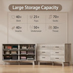 Xixini Dresser for Bedroom, 6 Drawer Wide Modern Chest of Drawers with X-Shaped Sturdy Base, Wood Double Dresser Closet Clothes Storage Organizer, Wooden TV Stand for Living Room, Hallway, Grey - Image 3