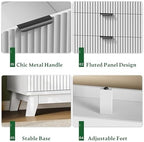 Xixini Fluted Dresser with 8 Drawers, 54" Wide Modern Chest of Drawers with Metal Handle, Wooden Dresser TV Stand, Wood Closet Clothes Storage Organizer for Bedroom, Living Room, Hallway, Solid White - Image 5