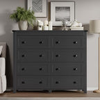 BORNOON Tall 8-Drawer Dresser, Modern Wooden Storage Chest of Drawers, Dresser TV Stand, Wood Drawer Organizer with Metal Handles for Bedroom, Living Room, Hallway - Image 3