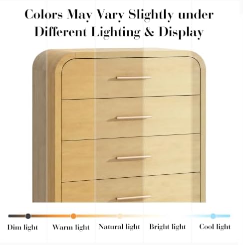 Curved Drawer Dresser for Bedroom with 5 Drawers, 31'' Wide Chest of Drawer - Image 4