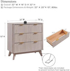 T4TREAM 32" Fluted 3 Drawer Dresser for Bedroom, White Alder - Image 2