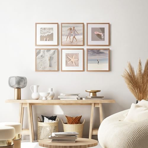 12x12 Wood Frame, Solid Oak 12x12 Picture Frames with Mat to 8x8 - Image 2