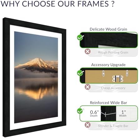 13x19 Poster Frame, Black Wood Frame with 11x17 Mat, 3 Pack - Image 3