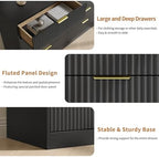 Black Dresser with 8 Drawer 55" Wide Fluted Dresser for Bedroom丨Double Drawer Dresser Modern Chest of Drawers with Gold Handle, Wood TV Stand for Bedroom, Living Room, Entryway, Black - Image 5