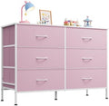 WLIVE Pink Fabric Dresser for Bedroom, 6 Drawer Dressers, Chest of Drawers by WLIVE