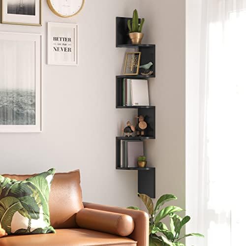 VASAGLE Corner Shelf Wall Mount, 5-Tier Floating Corner Bookshelf - Image 5