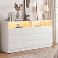 Gyfimoie White 6-Drawer Dresser for Bedroom w/Power Outlet and LED Light by Gyfimoie