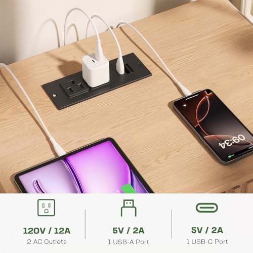 Marsail Wooden Nightstand with Drawer, Modern Night Stand with Charging Station and Storage, Fluted Bedside Table Boho End Table for Bedroom, Natural Oak (1 Pack) - Image 4