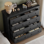 BORNOON Tall 8-Drawer Dresser, Modern Wooden Storage Chest of Drawers, Dresser TV Stand, Wood Drawer Organizer with Metal Handles for Bedroom, Living Room, Hallway - Image 4