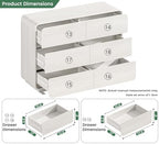 Standifurno White 6 Drawer Dresser for Bedroom, 47" Wide Dresser with Large Storage, Wooden Chest of Drawers for Bedroom, Hallway. - Image 3