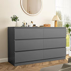 Vibe & Dine Grey Dressers for Bedroom, Double Dresser with 6 Drawers, Modern Chest of Drawers with Wide Storage for Closet, Bedroom, Living Room - Image 4