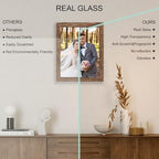 Hongkee 10x13 Picture Frame Set of 4, Made of Real Glass and Rustic Brown Frame, 10 by 13 Photo for Wall or Tabletop - Display Picture 8.5x11 with Mat or 10x13 Without Mat - Image 4