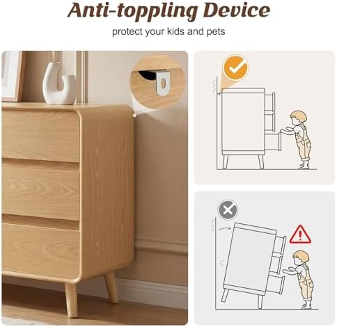 Nasonet 6 Drawer Dresser for Bedroom, 47'' Wide Mid Century Modern Dressers & Chests of Drawers, Wood Storage Drawer Dressers for Hallway, Home Office, Oak - Image 5