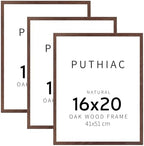 puthiac 16x20 Solid Oak Wood Picture Frames, Walnut, 3 Pack by PUTHIAC