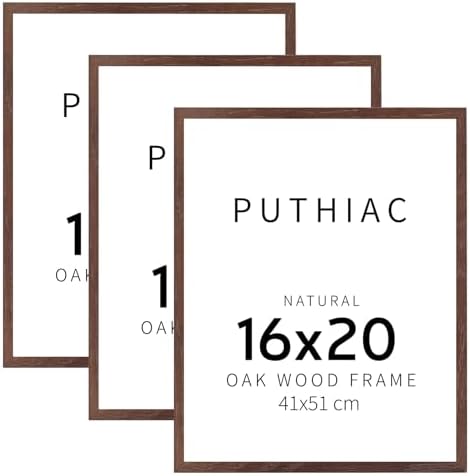 puthiac 16x20 Solid Oak Wood Picture Frames, Walnut, 3 Pack by PUTHIAC