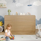 BORNOON Dresser for Bedroom with 9 Drawers, Fluted Chest of Drawers with Round Curved Corner, Hidden Handles, Modern Wood Storage Organizer for Bedroom, Nursery, Living Room - Image 7