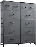 WLIVE 12 Drawer Tall Fabric Dresser Bedroom Storage Chest, Dark Grey by WLIVE