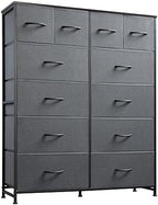 WLIVE 12 Drawer Tall Fabric Dresser Bedroom Storage Chest, Dark Grey by WLIVE
