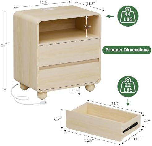 Lulive Dressers and Nightstands Set 3-Piece, Natural - Image 3