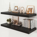 36" Black Floating Shelves 12inch Deep Wall Shelf, Set of 2 by Ornawit
