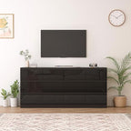 12 Drawers Dresser with Charging Station, Modern Large Dresser with 12 Handle Free Drawers, Wood Storage Chest of Drawers for Bedroom, Living Room, Entryway, Hallway, Black - Image 5