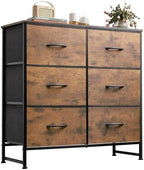 WLIVE Dresser for Bedroom with 6 Drawers, Rustic Brown Wood Grain Print by WLIVE